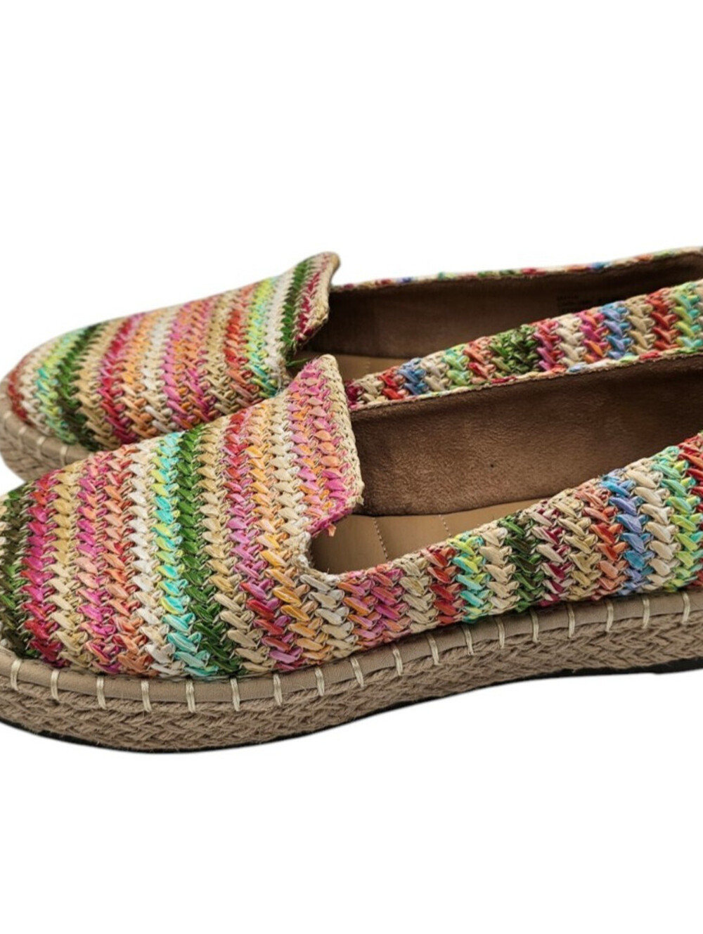 Joie Cara multicored Raffia espadrilles size 8.5 Rainbow Striped